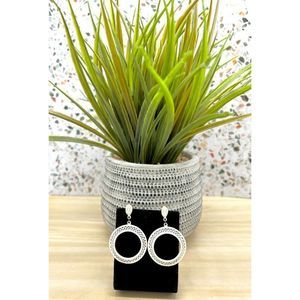 1.5" Long Vintage Off White Perforated Dangle Stud Earrings